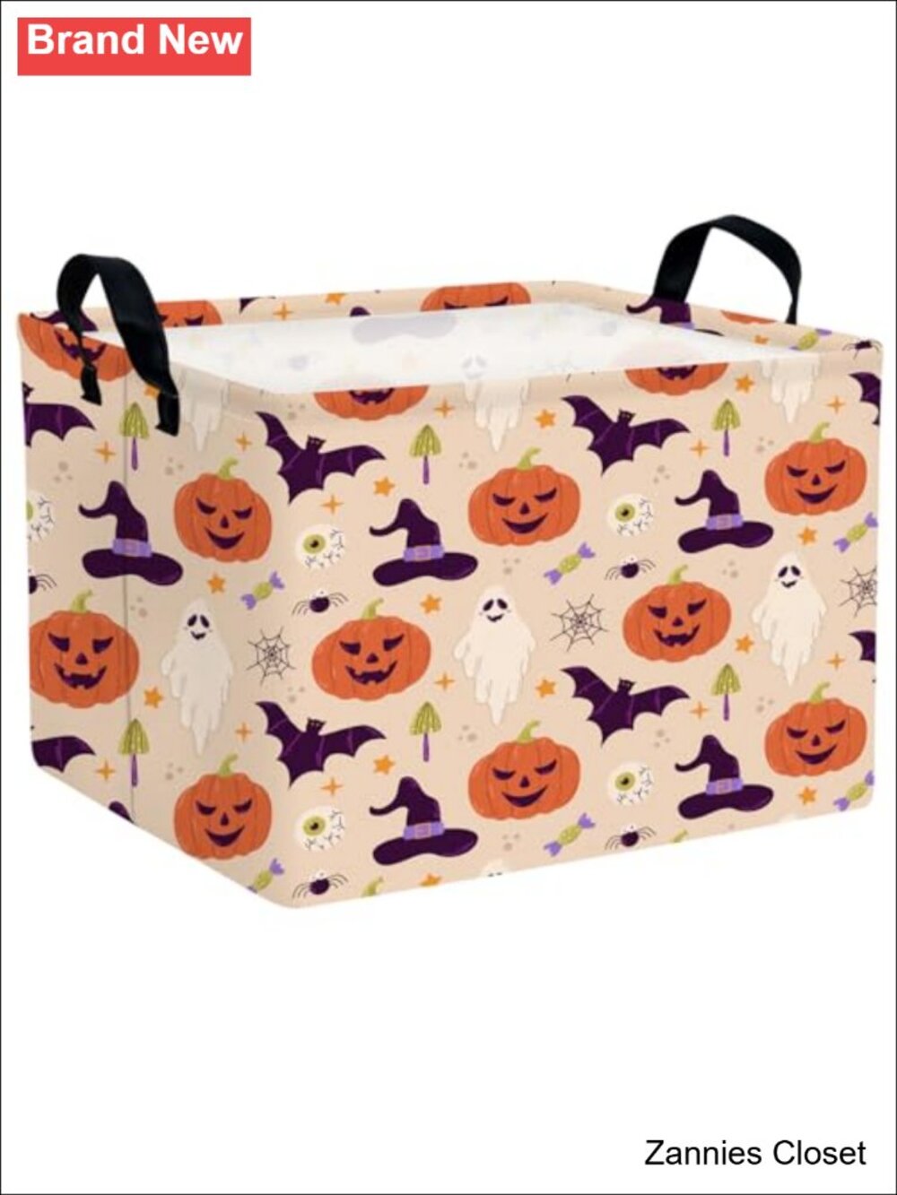 👻 Halloween Candy Gift Storage Basket for Kids Foldable Pumpkin Bat Wizard Hat